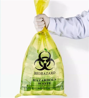 Hochwertige gelbe HDPE-LDPE-Einweg-Bio-Medizinabfallbeutel, Biohazard-Beutel für Krankenhäuser