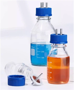 Transparente Glas-Fermenter-Nachfüllflasche, Edelstahl-Eisenkappe in flüssige Reagenzflasche